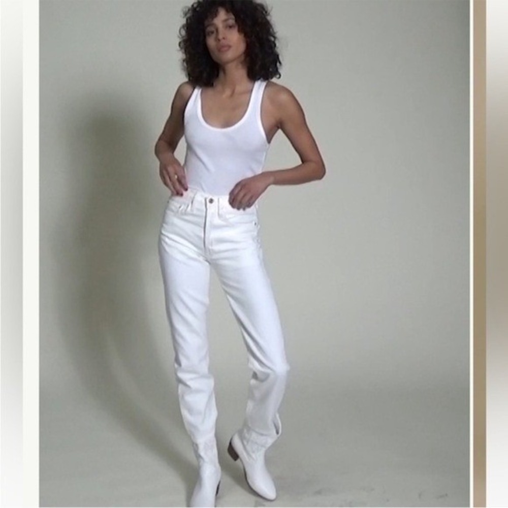 Edwin Jeans Womens‎ 32 White Noise Hana Straight Crop USA Classic High Rise NWT